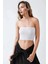Kadın Slim Fit Straplez Kısa Üst Beyaz 6