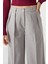 Kadın Çizgili Geniş Paça Pileli Palazzo Pantolon Gri 8