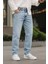 Erkek Jeans Bol Paça Buz Mavi Baggy Kot Pantolon 2