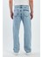 Erkek Jeans Bol Paça Buz Mavi Baggy Kot Pantolon 3
