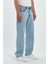 Erkek Jeans Bol Paça Buz Mavi Baggy Kot Pantolon 5