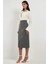 Kadın Yüksek Bel Midi Etek Açık Gri 8