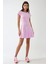 Kadın Kayık Yaka Mini Elbise Karanfil Pembesi 6