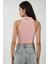 Kadın Halter Yaka Kruvaze Esnek Sandy Örme Üst Pink 7