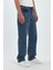 Erkek Jeans Bol Paça Mavi Baggy Kot Pantolon 5