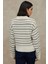 Kadın Çizgili Yuvarlak Yaka Yumuşak Triko Kazak Çok Renkli 9