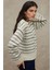Kadın Çizgili Yuvarlak Yaka Yumuşak Triko Kazak Çok Renkli 12