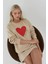 Kadın Baskılı Yuvarlak Yaka Sweatshirt Bej Doğal 6