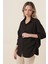 Kadın BDART Düğmeli Oversize Poplin Gömlek Siyah 1