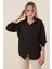 Kadın BDART Düğmeli Oversize Poplin Gömlek Siyah 3