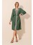 Kadın BDART Şal Yaka İşlemeli Uzun Kimono Green 8
