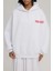 Kadın Oversize Baskılı Kapüşonlu Sweatshirt White 12