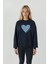 Kadın Baskılı Yuvarlak Yaka Sweatshirt Blue 8