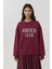 Kadın Baskılı Yuvarlak Yaka Rahat Kesim Sweatshirt Red 4