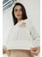 Kadın Baskılı Yuvarlak Yaka Sweatshirt White 10