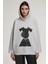 Kadın Oversize Baskılı Kapüşonlu Sweatshirt Gri 12