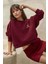 Kadın İşlemeli Rahat Kesim Pamuklu Sweatshirt Red 14