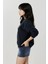 Kadın Baskılı Yuvarlak Yaka Rahat Kesim Sweatshirt Blue 8