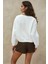 Kadın İşlemeli Rahat Kesim Pamuklu Sweatshirt White 10