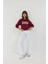 Kadın Baskılı Yuvarlak Yaka Uzun Kollu Sweatshirt Red 9