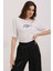 Kadın BDART Yıkama Yaka İşlemeli Oversized Dokulu T-Shirt Beyaz 6