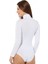 Bayan Uzun Kol Boğazlı Çıtçıtlı Body Beyaz 5