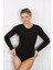 Bayan Uzun Kol Çıtçıtlı Body Siyah 3