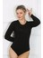 Bayan Uzun Kol Çıtçıtlı Body Siyah 4