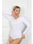 Bayan Uzun Kol Çıtçıtlı Body Beyaz 1