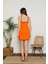 Ip Askılı Penye Gecelik Turuncu 3