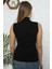 Bayan Sıfır Kol Yarım Balıkçı Yaka Body Siyah 4