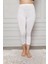 Penye Likralı Diz Altı Tayt Beyaz 2