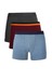 Erkek Penye 3'lü Boxer Füme-Bordo-Indigo 1
