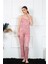 Kadın Ip Askılı Pudra Pijama Takım 2