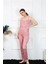 Kadın Ip Askılı Pudra Pijama Takım 3
