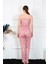 Kadın Ip Askılı Pudra Pijama Takım 4