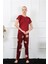 Kadın Bordo Kısa Kol Pijama Takım 1