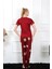 Kadın Bordo Kısa Kol Pijama Takım 4