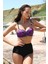 Kadın Yüksel Bel Straplez Mor Bikini 2
