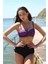 Kadın Yüksel Bel Straplez Mor Bikini 3