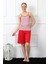 Kadın Ip Askılı Kapri Takım Kırmızı 1