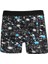 Erkek Penye Likralı Desenli Boxer Siyah 1