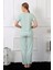 Kadın Kısa Kol Pijama Takım Su Yeşili 4