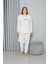Welsoft Polar Kadın Büyük Beden Pijama Takımı Ekru 3