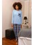 Kadın Uzun Kol Penye Pijama Takım Mavi 1