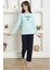 Kız Çocuk Penye Pijama Takım Su Yeşili 5