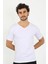 Erkek Likralı V Yaka Beyaz T-Shirt 1