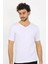 Erkek Likralı V Yaka Beyaz T-Shirt 2