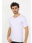 Erkek Likralı V Yaka Beyaz T-Shirt 3