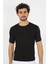 Erkek Sıfır Yaka Likralı Siyah T-Shirt 1
